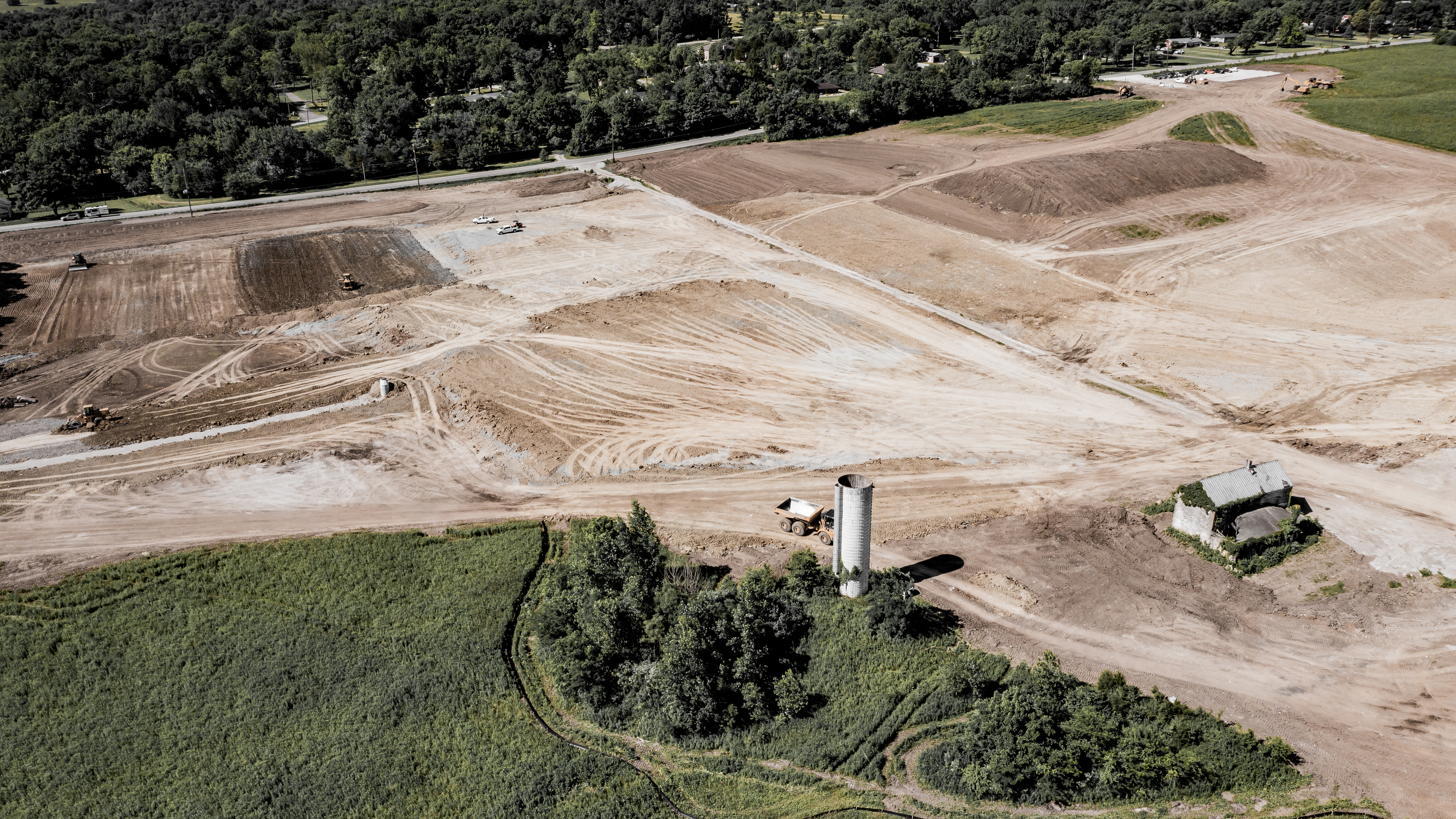 Aerial view of construction site